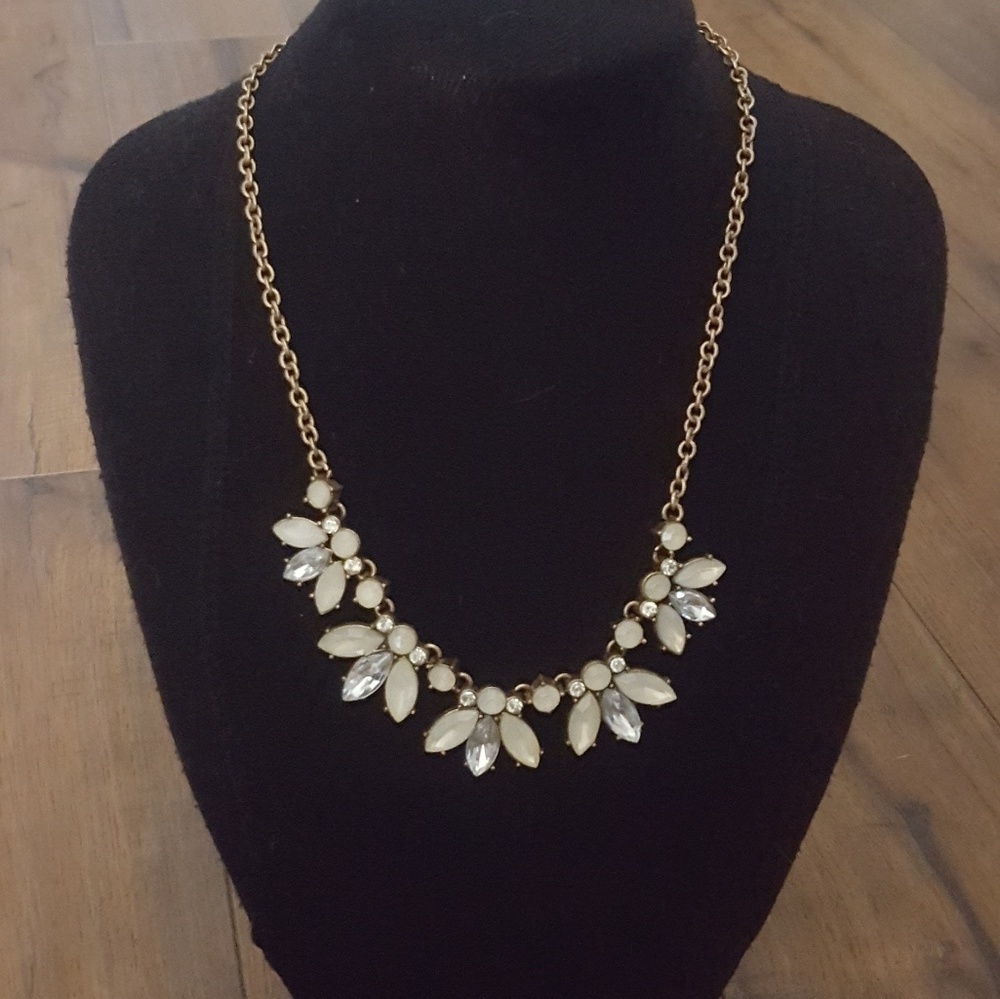 Francesca's-Cream Stone & Rhinestone Gold Necklace